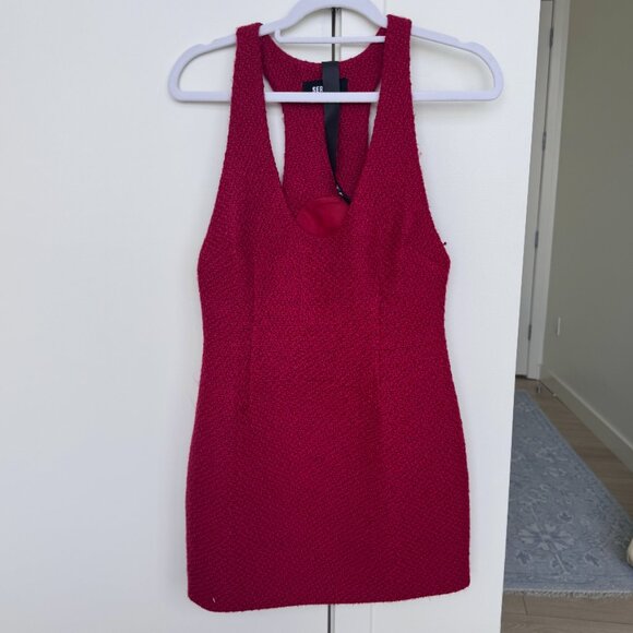 Retrofete Red Harlowe Boucle Mini Dress - Picture 1 of 3